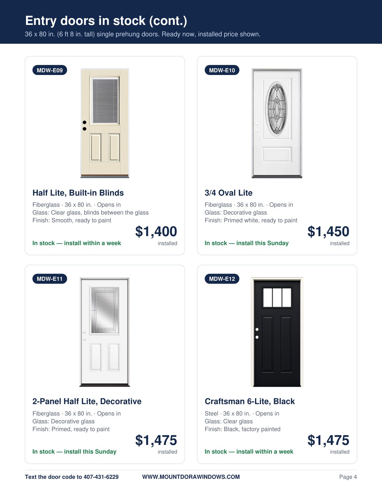 Mount Dora Windows entry doors catalog page 4