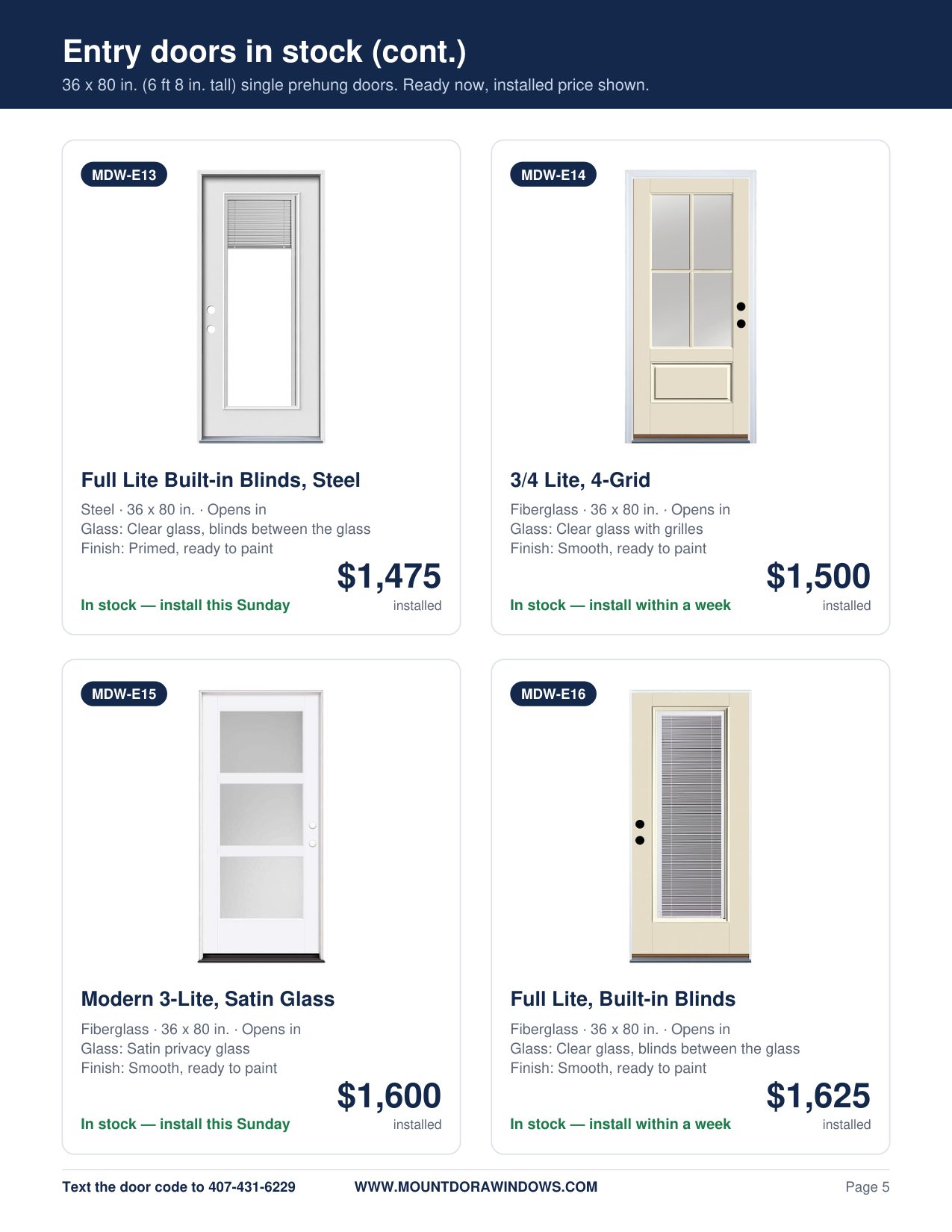 Mount Dora Windows entry doors catalog page 5
