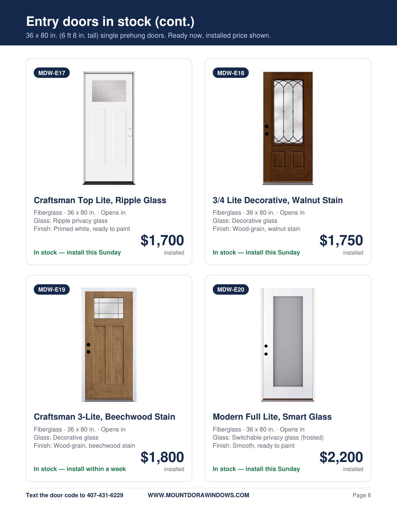 Mount Dora Windows entry doors catalog page 6