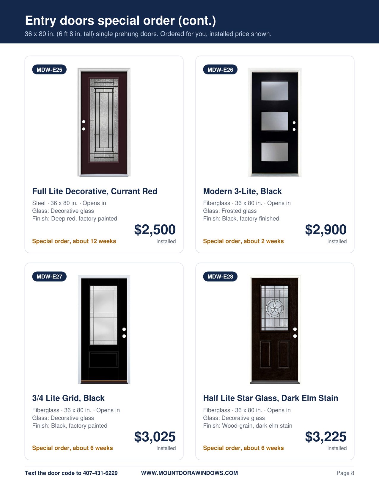 Mount Dora Windows entry doors catalog page 8