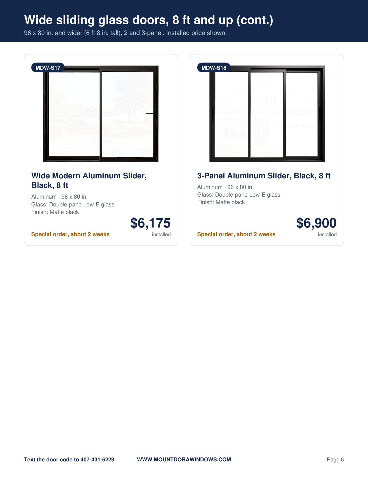 Mount Dora Windows sliding glass doors catalog page 6